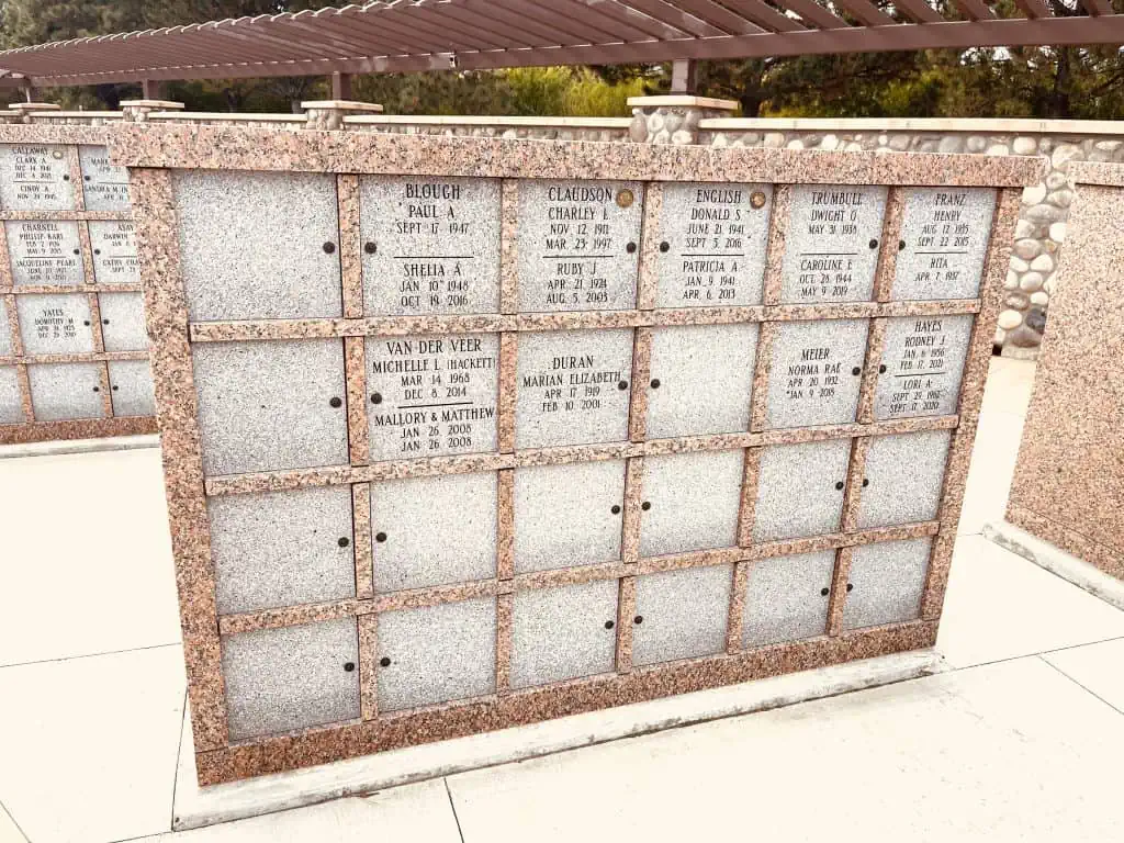 Cremation columbarium space in New Mexico